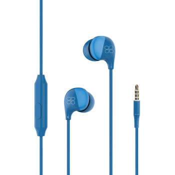 Promate In-Ear Earbuds Headphones, Universal HD Stereo Wired Earphones with Built-In Mic, In-Line Control, Superior Sound Quality and 1.2m Tangle-Free Cord for Smartphones, Tablets, Pc, Comet Blue