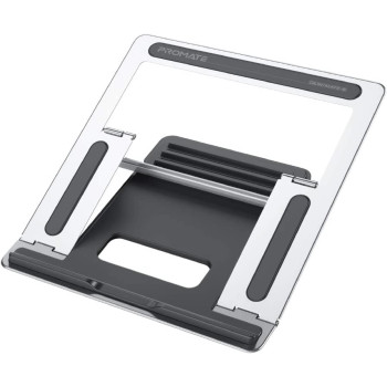 Promate Laptop Stand, Ergonomic Aluminum Multi-Level Notebook Stand up to 17 Inches with Anti-Slip Pads, Heat Dissipating and Foldable Design for MacBook Pro, Tablets, Notebooks, DeskMate-5 Silver