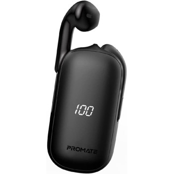 Promate True Wireless Earbuds, Ergonomic In-Ear Bluetooth v5.0 Earphones with Smart Auto-Pairing, 500mAh Magnetic Charging Case, Built-in Mic, Touch Control, LED Display and 18H Playtime, FreePods