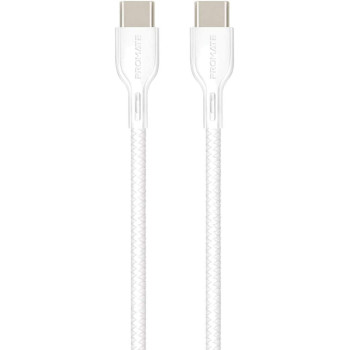 Promate USB-C Cable, Powerful USB-C to USB-C 60W Power Delivery Cable with 3A Ultra-Fast Charging Syncing Cord and 1.2 Meter Anti-Tangle Cord for All Type-C Enabled Devices, PowerBeam-CC White