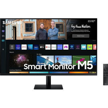 SAMSUNG 32 inch Smart Monitor 32BM500 FHD Flat Monitor with Smart TV Experience, Remote and speaker | wired & wireless connectivity with Mobile, Laptop, PC | WIFI & Bluetooth | LS32BM500EMXUE