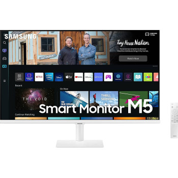 Samsung 32in White Flat Smart Monitor M5 FHD Smart TV with Remote and Speaker (LS32BM501EMXUE)