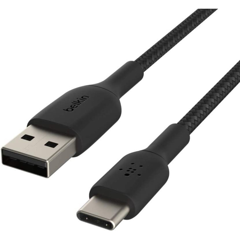 Belkin Belkin Braided Usb-C Cable (Usb-C To Usb-A Cable, Usb Type-C Cable For Samsung, Pixel, Ipad Pro, Nintendo Switch And More) - 2m, Black