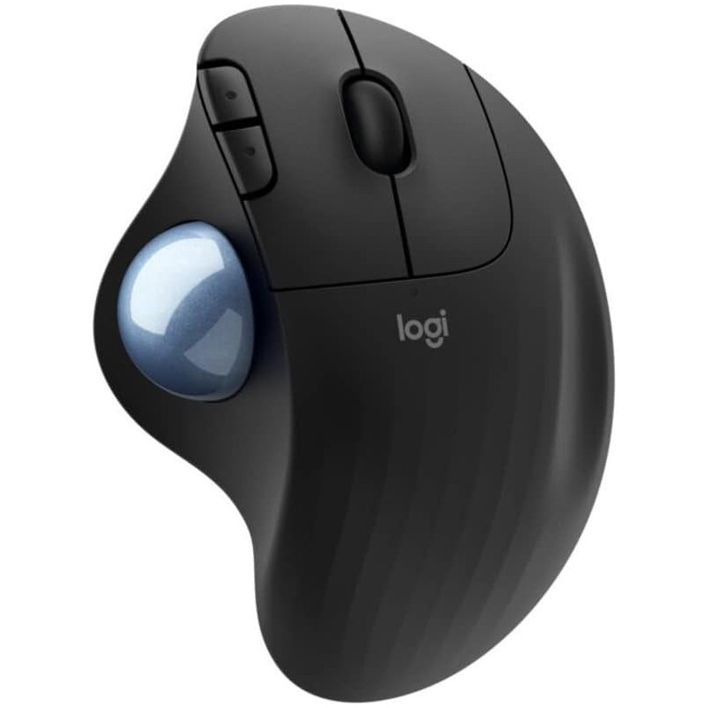 Logitech Ergo M575 Wireless Trackball Mouse Adjustable Ergonomic Design, Control And Move Text/Images/Files Between 2 Windows And Apple Mac Computers (Bluetooth or USB), Rechargeable, Graphite Black